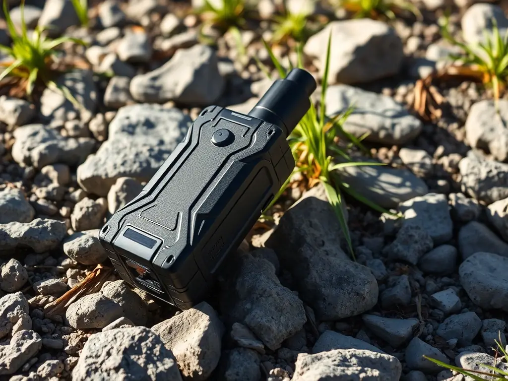 A professional image of a Geekvape device, highlighting its rugged construction and durability. The device is shown in an outdoor setting, suggesting its suitability for active users and demanding environments.