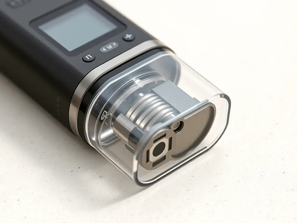 An image illustrating the leak-proof design of the vape device, possibly through a cross-sectional view or a demonstration of its sealing capabilities. The image emphasizes the reliability and mess-free operation of the device.