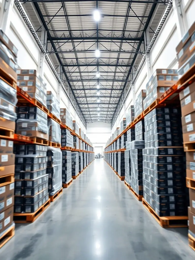 A warehouse filled with various vape products ready for bulk distribution, emphasizing the scale and efficiency of Brand Vape Factory's supply chain.